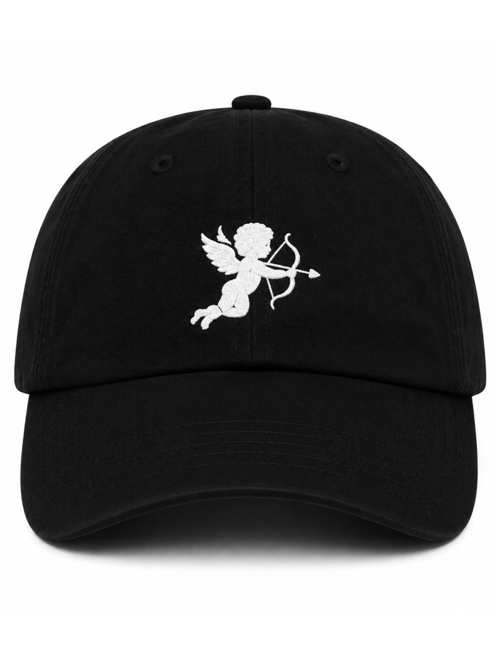 🏹👼Cupid Embroidered Black Baseball Cap Minimalist Adjustable Velcro Strap Hat